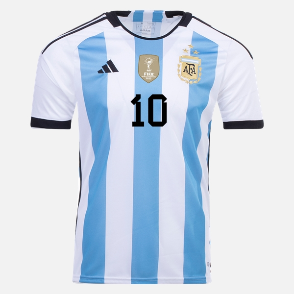 Jalkapallo Pelipaidat Argentiina Messi 10 Koti 2022-2023 (Kolme tähteä)